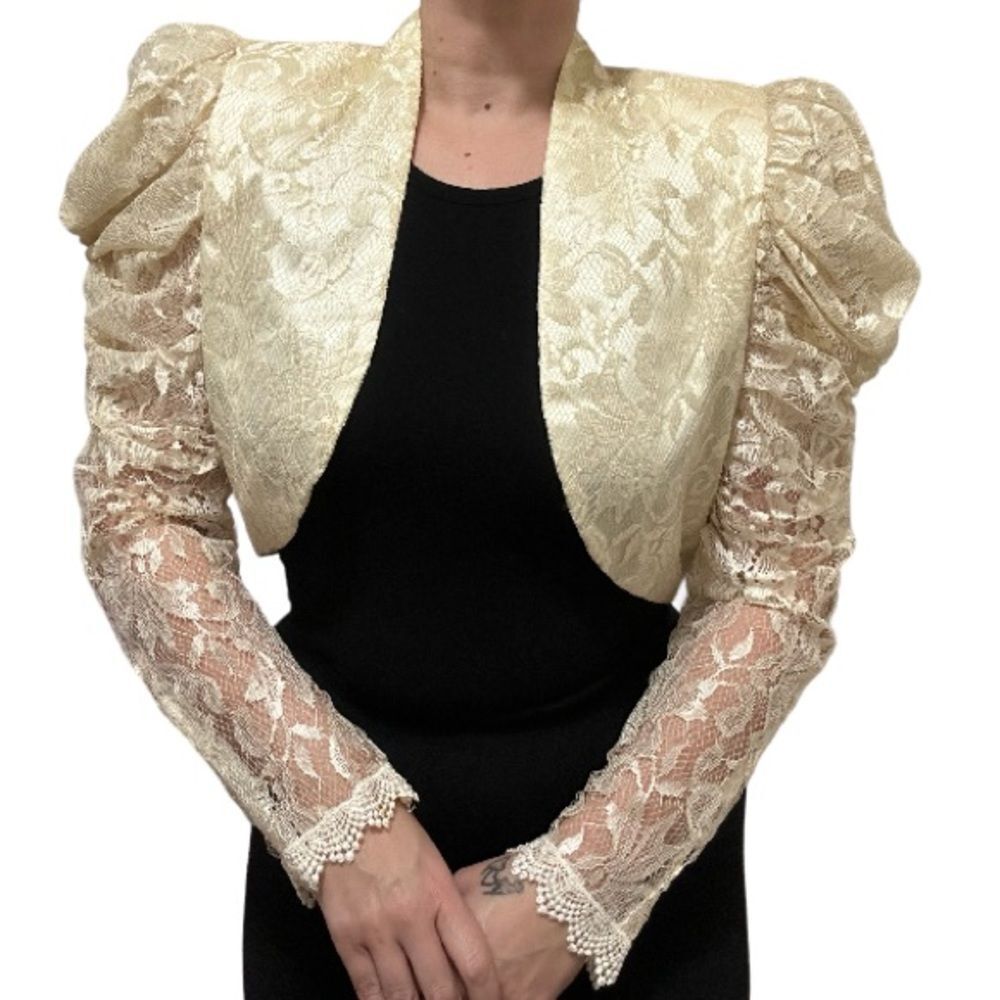 Vintage Gantos cropped lace bubble sleeve jacket - Picture 3 of 16